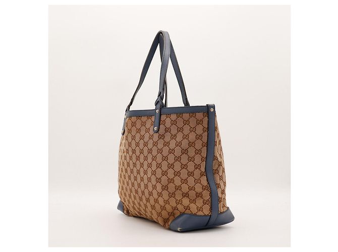 Gucci Borsa Tote in Tela Monogramma GG Marrone Blu - vista 4