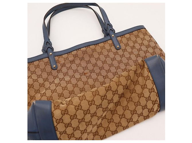Gucci Borsa Tote in Tela Monogramma GG Marrone Blu - vista 6