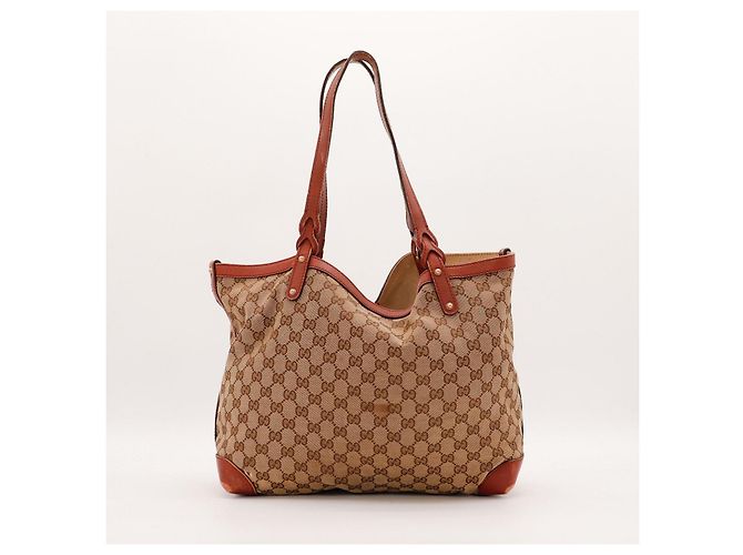 Borsa Tote Gucci in Tela GG Supreme Marrone - vista 3