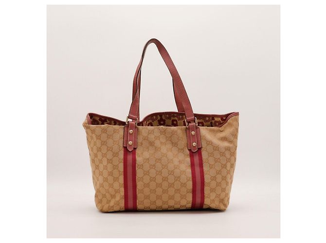 Borsa Tote Gucci Tela Monogramma GG Rosso Beige - vista 2