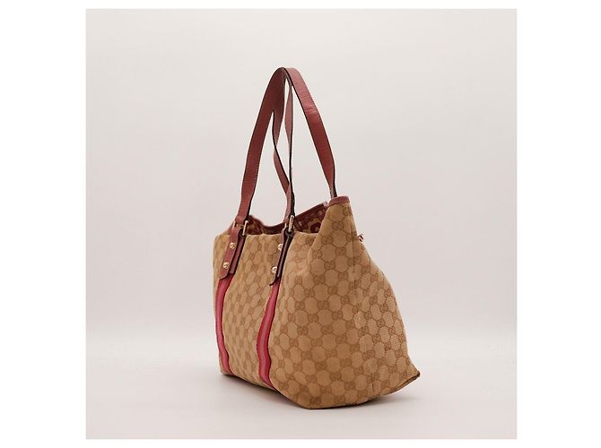 Borsa Tote Gucci Tela Monogramma GG Rosso Beige - vista 3