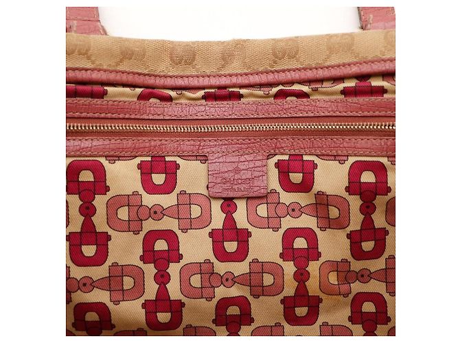 Borsa Tote Gucci Tela Monogramma GG Rosso Beige - vista 6