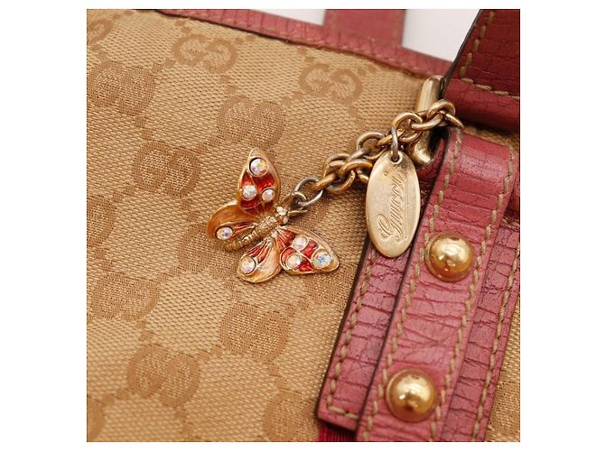 Borsa Tote Gucci Tela Monogramma GG Rosso Beige - vista 7