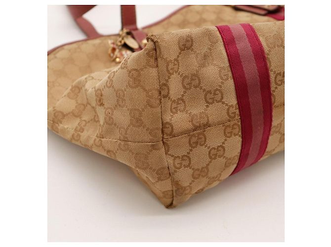 Borsa Tote Gucci Tela Monogramma GG Rosso Beige - vista 8