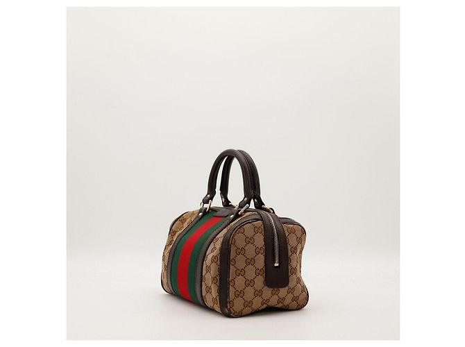 Gucci Borsa Boston Monogram GG Marrone Rosso Verde Monogramma - vista 2