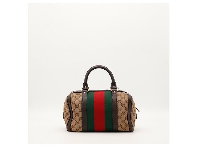 Gucci Borsa Boston Monogram GG Marrone Rosso Verde Monogramma - vista 3