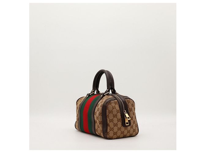 Gucci Borsa Boston Monogram GG Marrone Rosso Verde Monogramma - vista 4