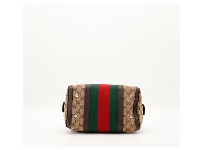 Gucci Borsa Boston Monogram GG Marrone Rosso Verde Monogramma - vista 5