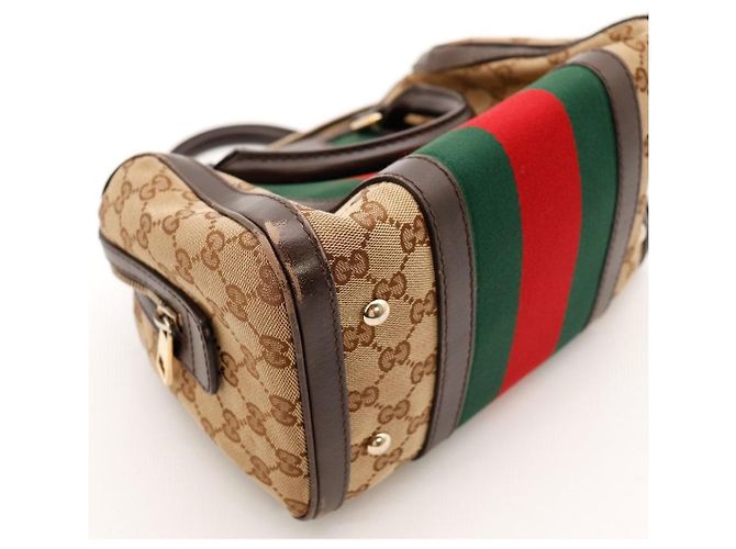 Gucci Borsa Boston Monogram GG Marrone Rosso Verde Monogramma - vista 8