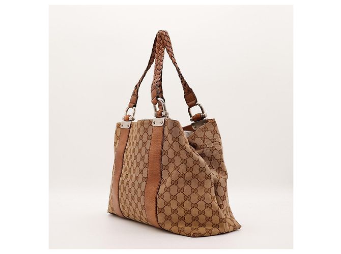 Gucci Borsa Tote GG Supreme in tela monogrammata e pelle Marrone - vista 2