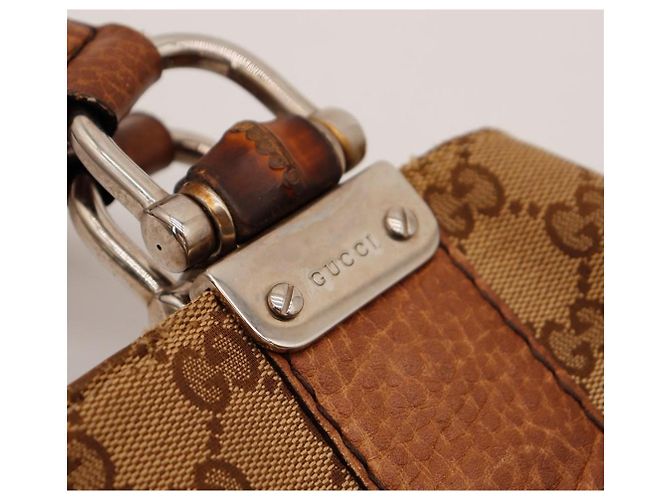 Gucci Borsa Tote GG Supreme in tela monogrammata e pelle Marrone - vista 8