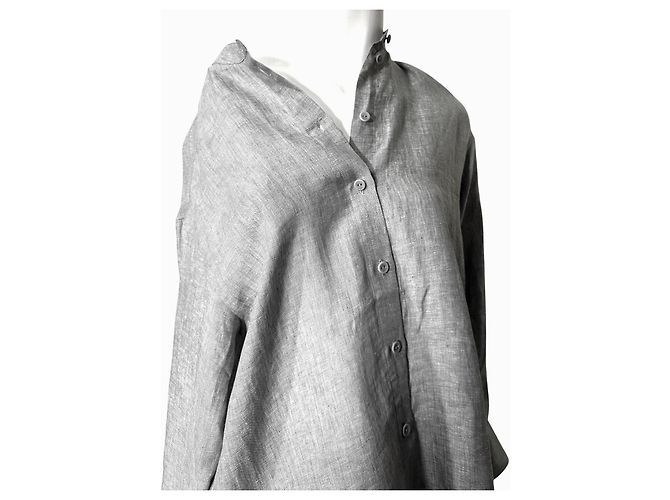 Camisa Eres Exact de lino gris - vista 5