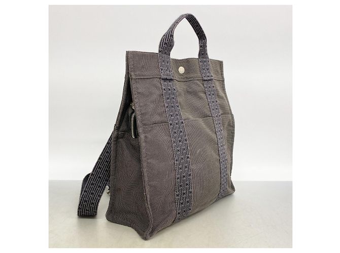 Hermès Hermes Gray Canvas Backpack Brown - view 2