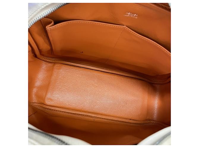 Hermès Borsa Hermes Plume 28 Bianco Arancione - vista 4