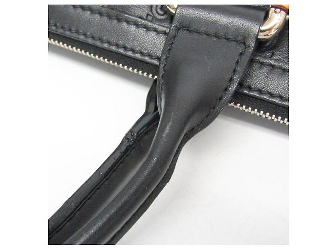 Bamboo Borsa a tracolla Gucci Guccissima in pelle nera e bambù Nero - vista 14