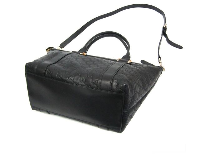 Bamboo Borsa a tracolla Gucci Guccissima in pelle nera e bambù Nero - vista 2