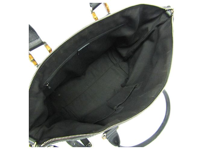 Bamboo Borsa a tracolla Gucci Guccissima in pelle nera e bambù Nero - vista 3