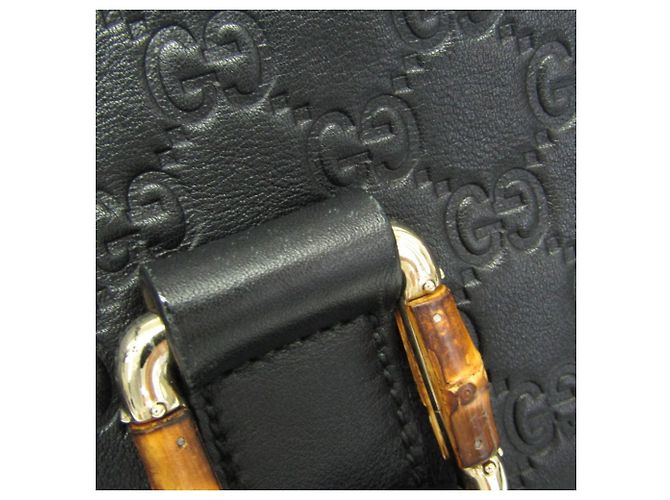 Bamboo Borsa a tracolla Gucci Guccissima in pelle nera e bambù Nero - vista 8