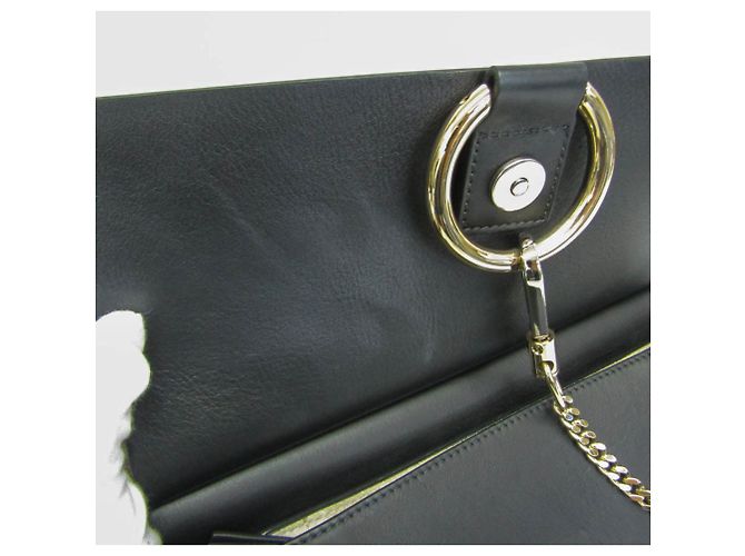 Borsa a tracolla Chloé Faye Medium in pelle e scamosciato Nero - vista 10