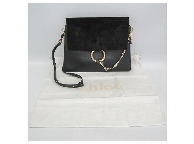 Borsa a tracolla Chloé Faye Medium in pelle e scamosciato Nero - vista 2