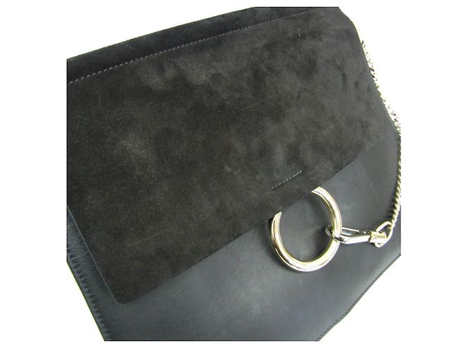 Borsa a tracolla Chloé Faye Medium in pelle e scamosciato Nero - vista 5