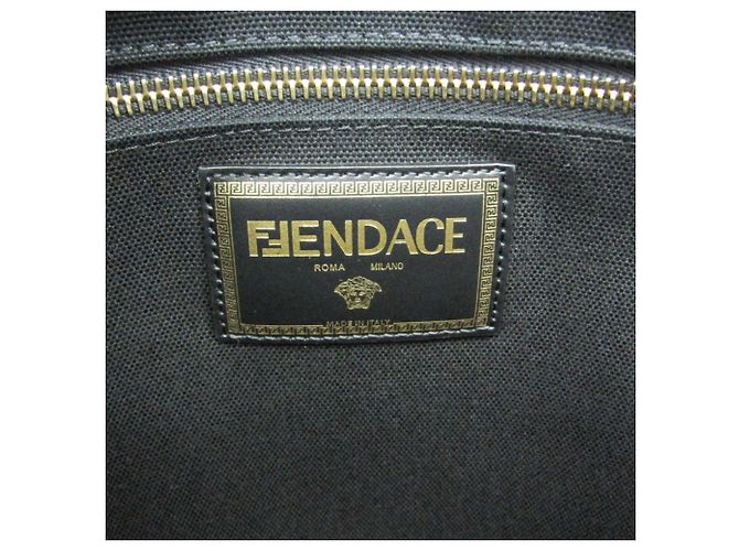 Fendi x Versace Fendace Canvas Schultertasche Tote Schwarz Golden - Ansicht 12