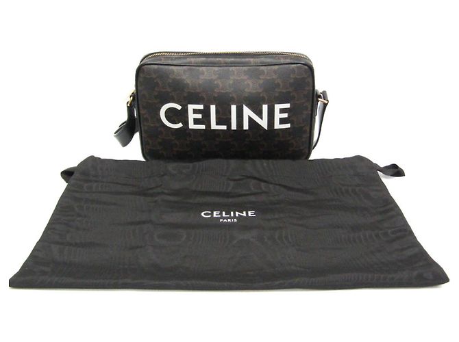 Céline Borsa a tracolla orizzontale Celine Triomphe Nero Marrone scuro - vista 2