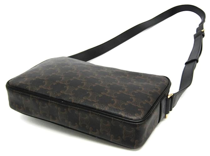 Céline Borsa a tracolla orizzontale Celine Triomphe Nero Marrone scuro - vista 3