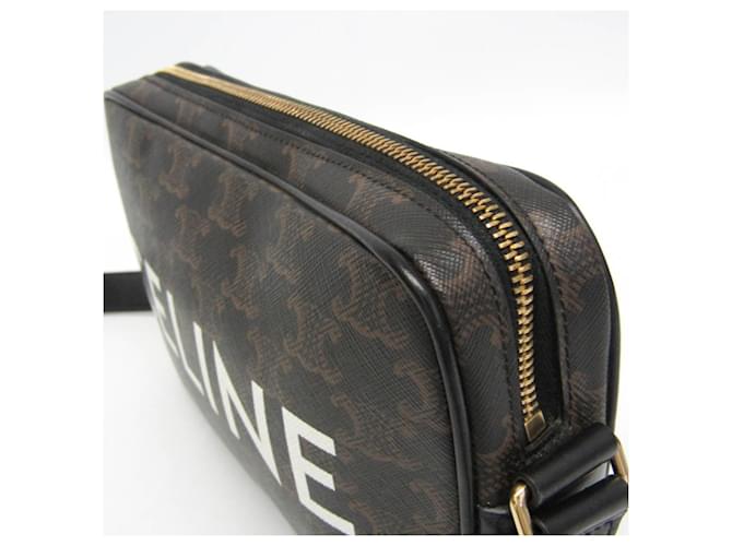 Céline Borsa a tracolla orizzontale Celine Triomphe Nero Marrone scuro - vista 6