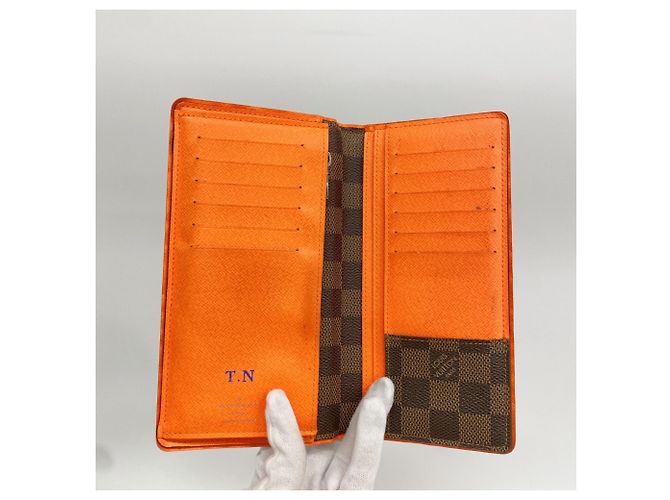 Louis Vuitton Damier Portefeuille Brazza Long Wallet Arancione Damier ebene - vista 3