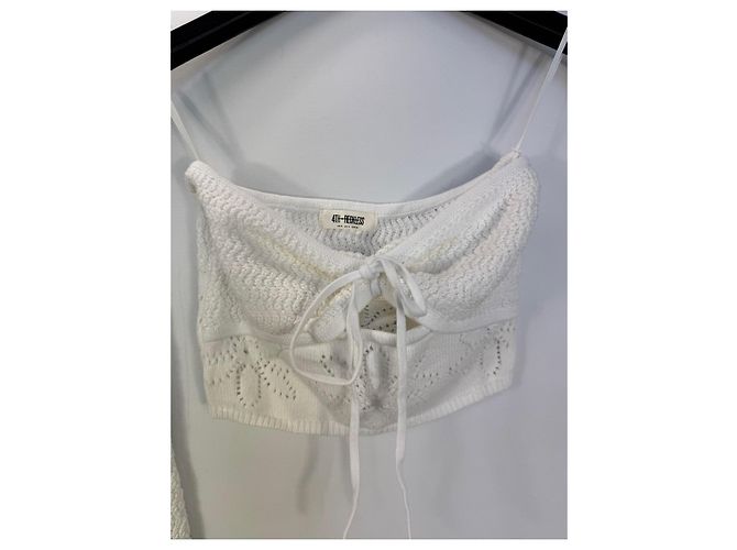 Autre Marque 4th + Reckless Conjunto de Saia Maxi e Top Bandeau em Crochê Branco - vista 2