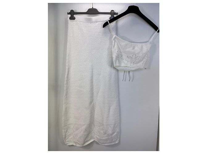 Autre Marque 4th + Reckless Conjunto de Saia Maxi e Top Bandeau em Crochê Branco - vista 6