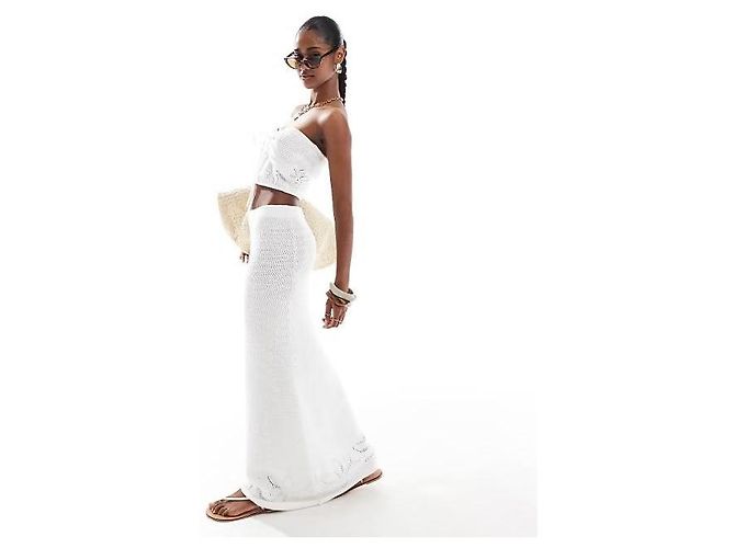 Autre Marque 4th + Reckless Conjunto de Saia Maxi e Top Bandeau em Crochê Branco - vista 8