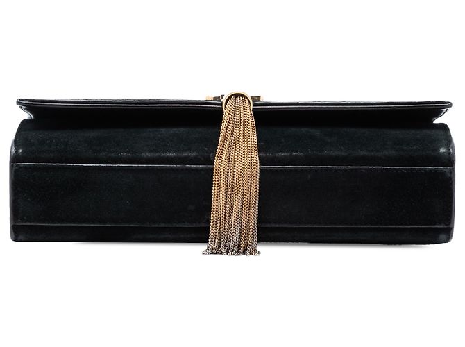 Borsa a tracolla Kate con nappa Monogram in scamosciato nero, misura Medium di Saint Laurent - vista 3