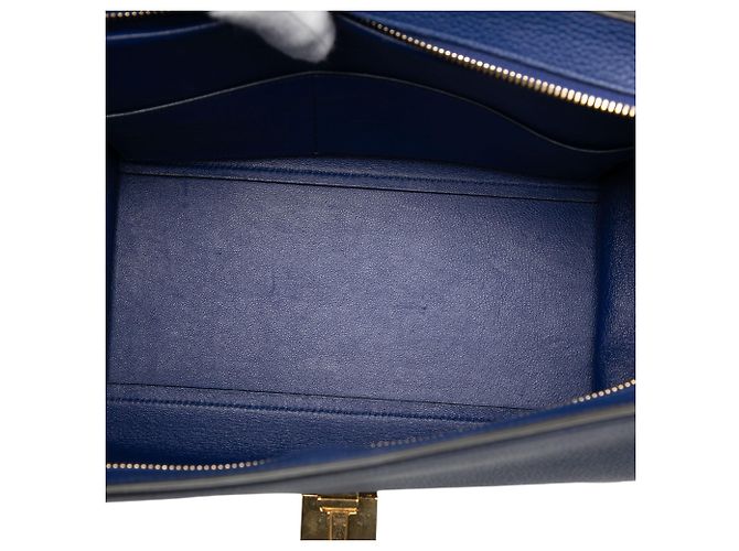 16 Céline Borsa Trapeze Celine in pelle di vitello martellata e scamosciato blu Small - vista 4