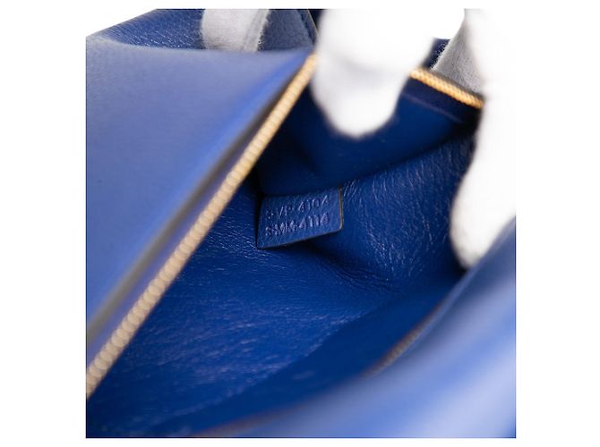 16 Céline Borsa Trapeze Celine in pelle di vitello martellata e scamosciato blu Small - vista 6