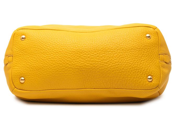 Borsa Tote Convertible Prada Yellow Vitello Daino con Zip Laterale Giallo - vista 3