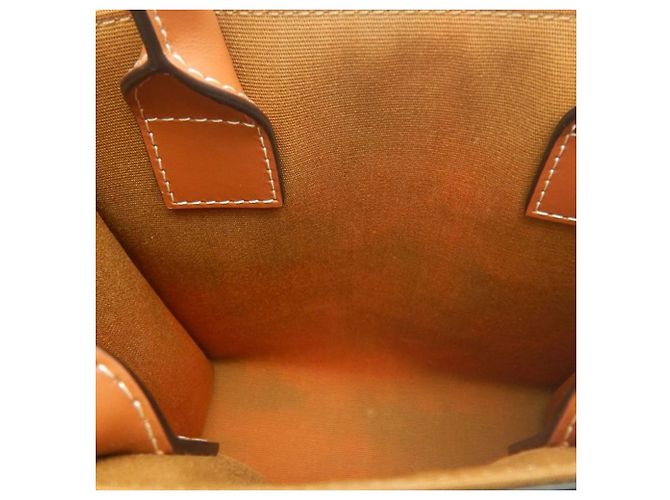 Céline Celine Borsa Tote Verticale Mini Triomphe in Tela Cerata Marrone Marrone scuro - vista 7