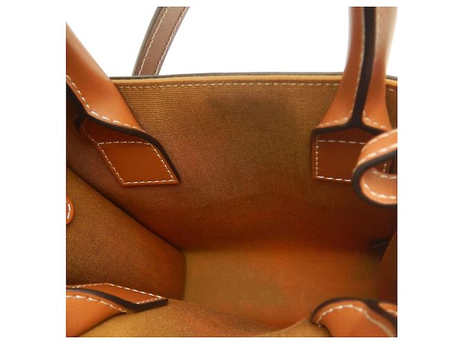 Céline Celine Borsa Tote Verticale Mini Triomphe in Tela Cerata Marrone Marrone scuro - vista 9
