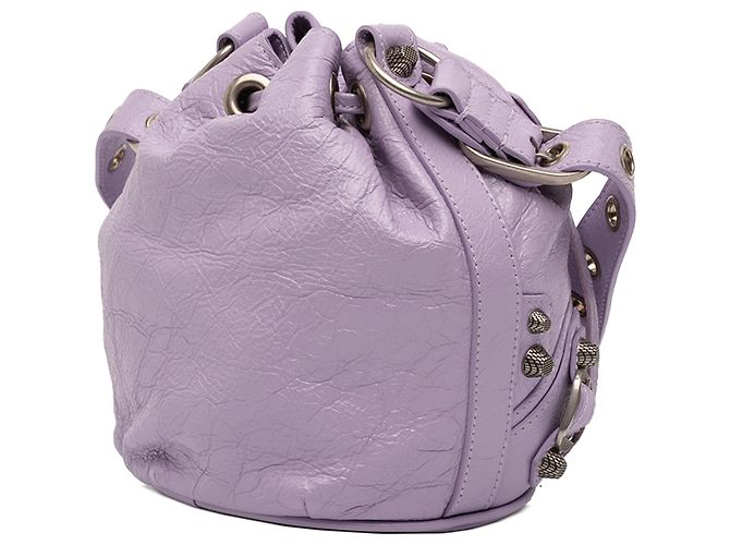 Borsa a secchiello Balenciaga Le Cagole in agnello viola XS Porpora - vista 2