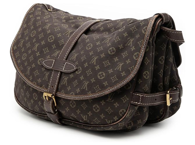 Louis Vuitton Marrone Monogram Mini Lin Saumur 30 Marrone scuro - vista 2