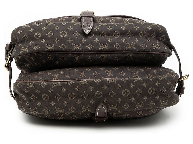 Louis Vuitton Marrone Monogram Mini Lin Saumur 30 Marrone scuro - vista 3