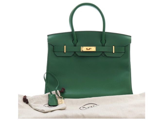 Hermès Green Courchevel Birkin Retourne 30 Verde - vista 13