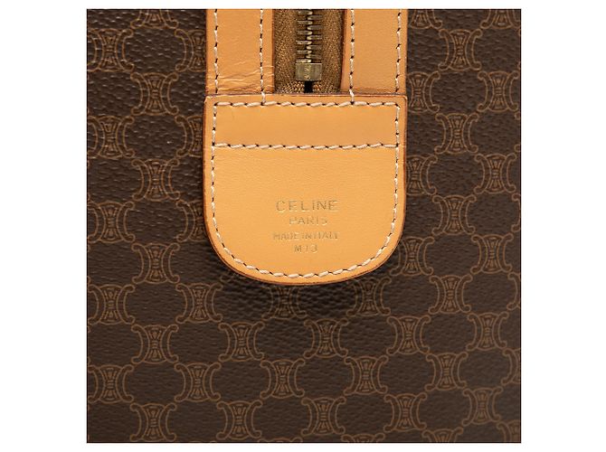 Céline Celine Brown Macadam Coated Canvas Boston Bag - view 5