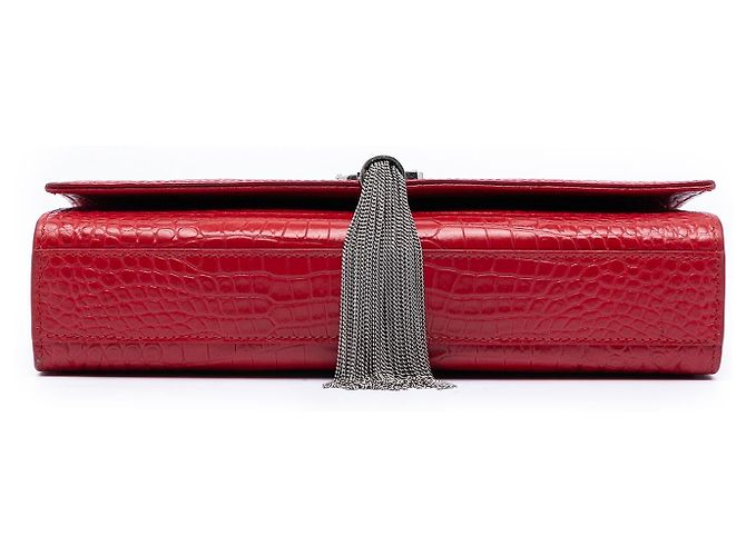 Borsa a tracolla Kate con nappa con stampa coccodrillo rossa di medie dimensioni Saint Laurent - vista 3