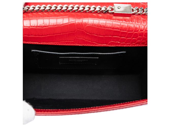 Borsa a tracolla Kate con nappa con stampa coccodrillo rossa di medie dimensioni Saint Laurent - vista 4