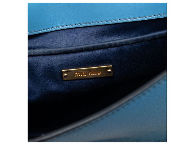 Miu Miu Blue Goatskin Madras Crossbody - vista 5