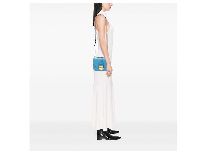 Miu Miu Blue Goatskin Madras Crossbody - vista 6
