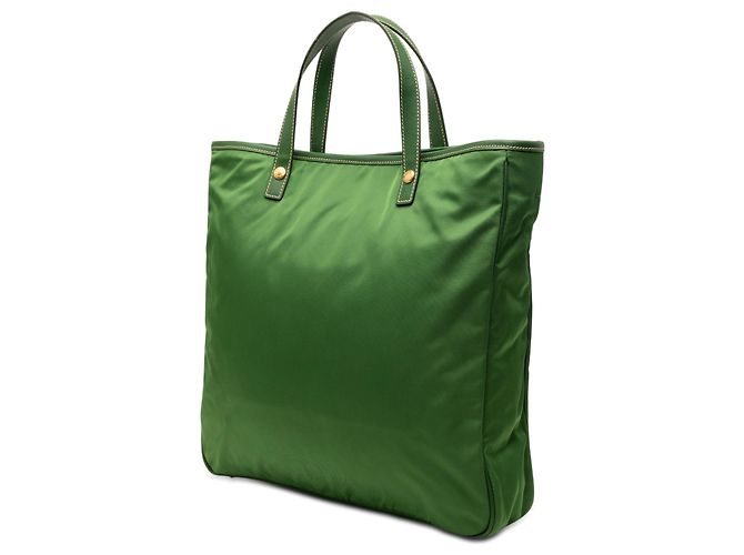 Tote convertibile Prada Green Saffiano Trimmed Tessuto Logo Plate Verde - vista 2