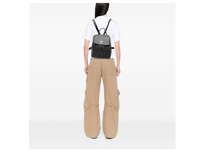 Zaino Louis Vuitton Black Taurillon Lockme Nero - vista 7